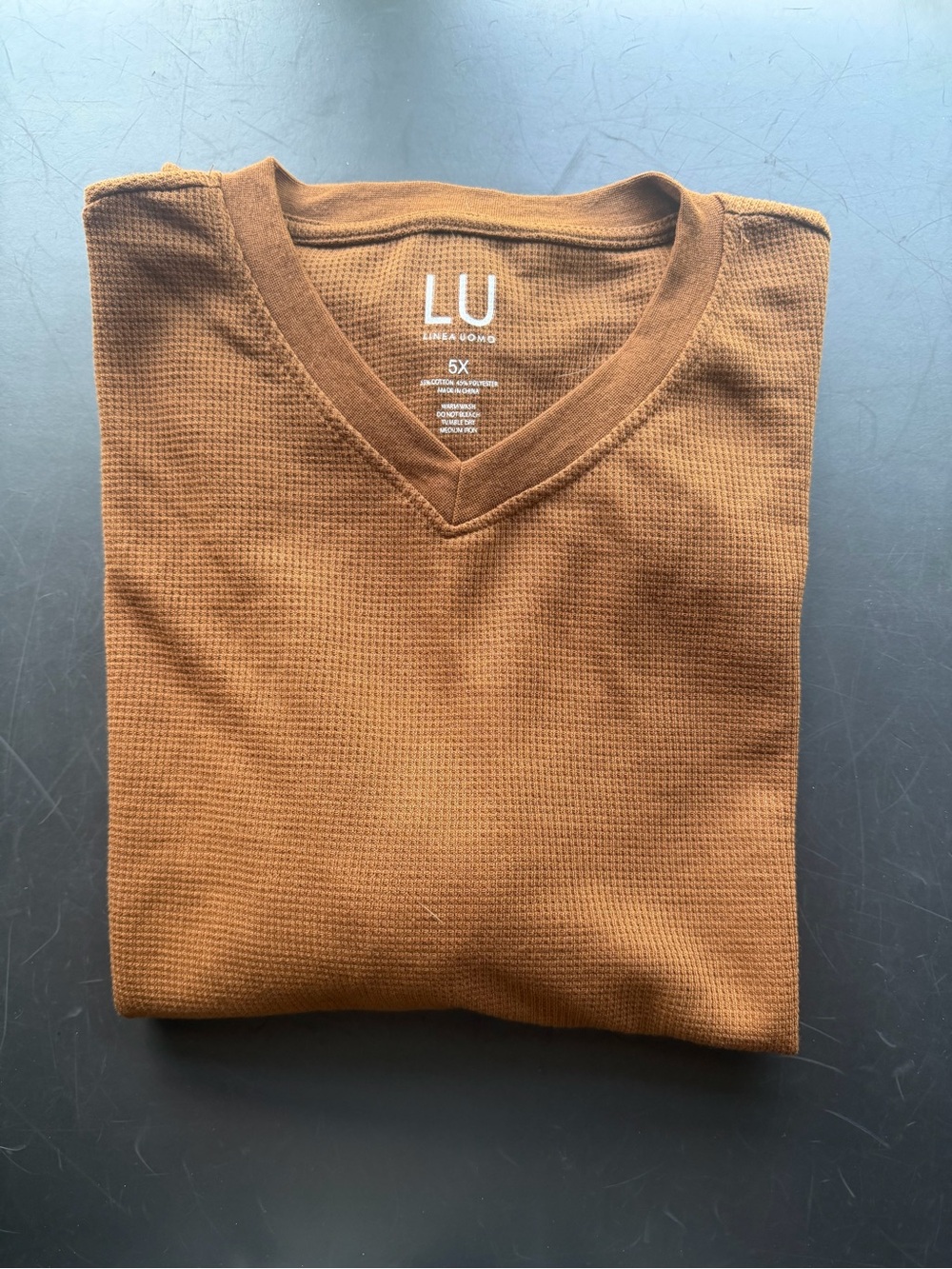 NWT Linea Uomo Saddle Waffle Knit Thermal V-Neck Size 5XL